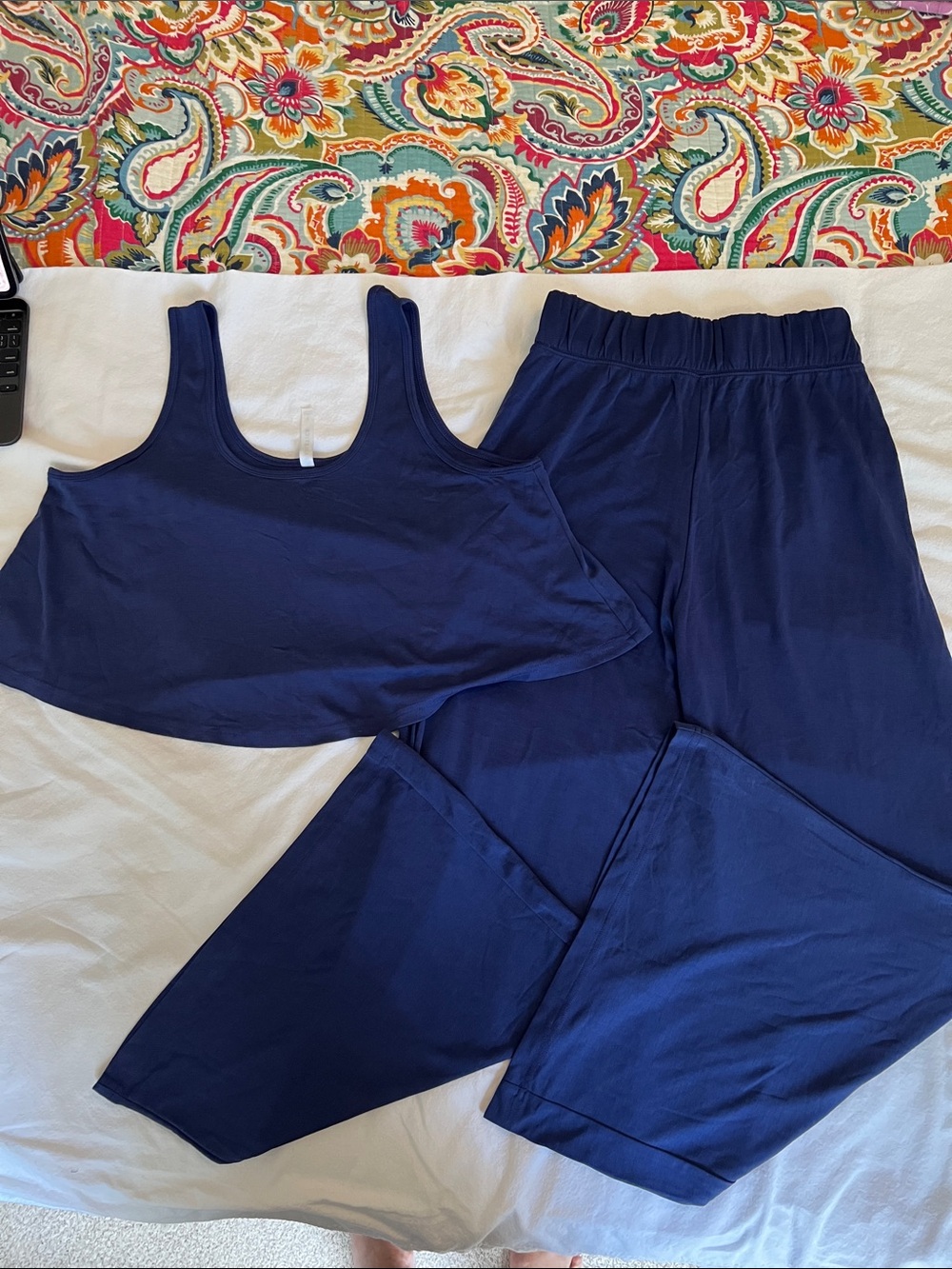 Fabletics Women's Navy Two-Piece Lounge Set - Tank Top & Pants size S